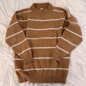 Cozy tan and white striped sweater